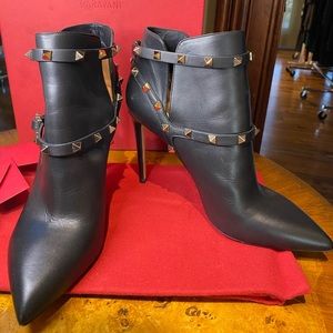 Valentino rock stud black leather booty